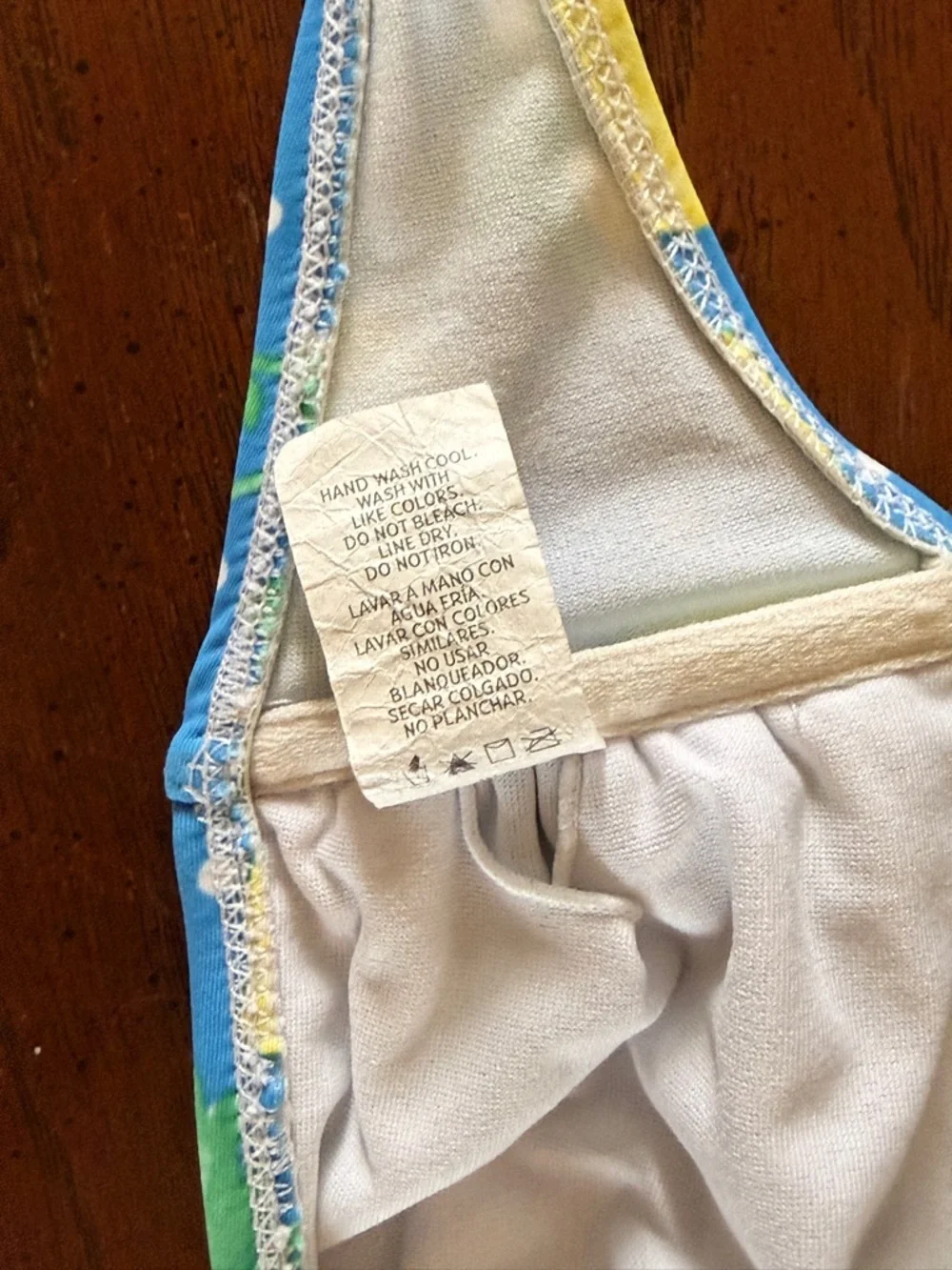 OP Women’s Strawberry Print Blue/Yellow Bandeau Bikini Top size M(7-9)